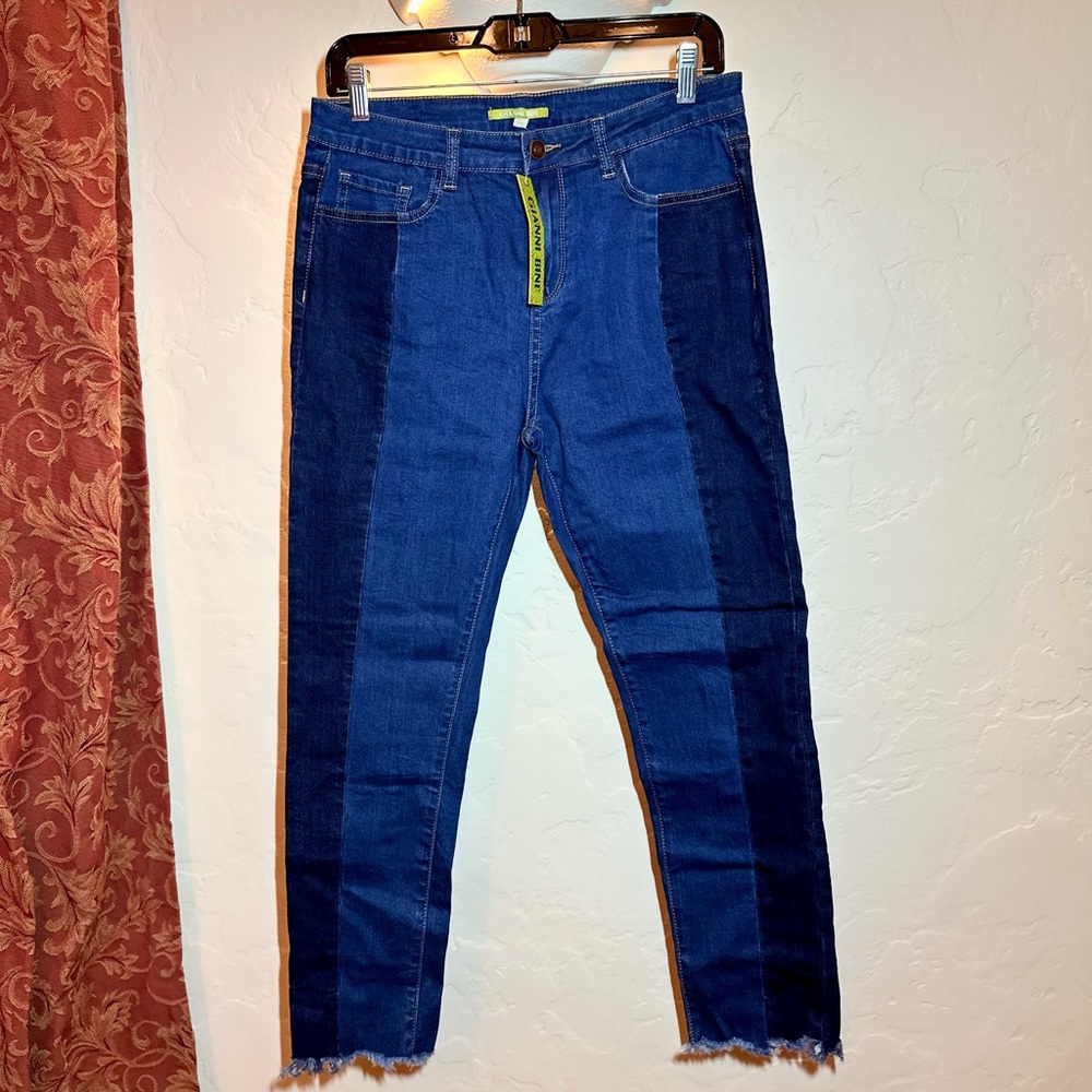 Gianni Bini Patchwork Cropped Jeans
